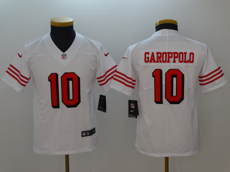 Youth San Francisco 49ers #10 Garoppolo White Color Rush Nike Vapor Untouchable Limited Playe NFL Jerseys
